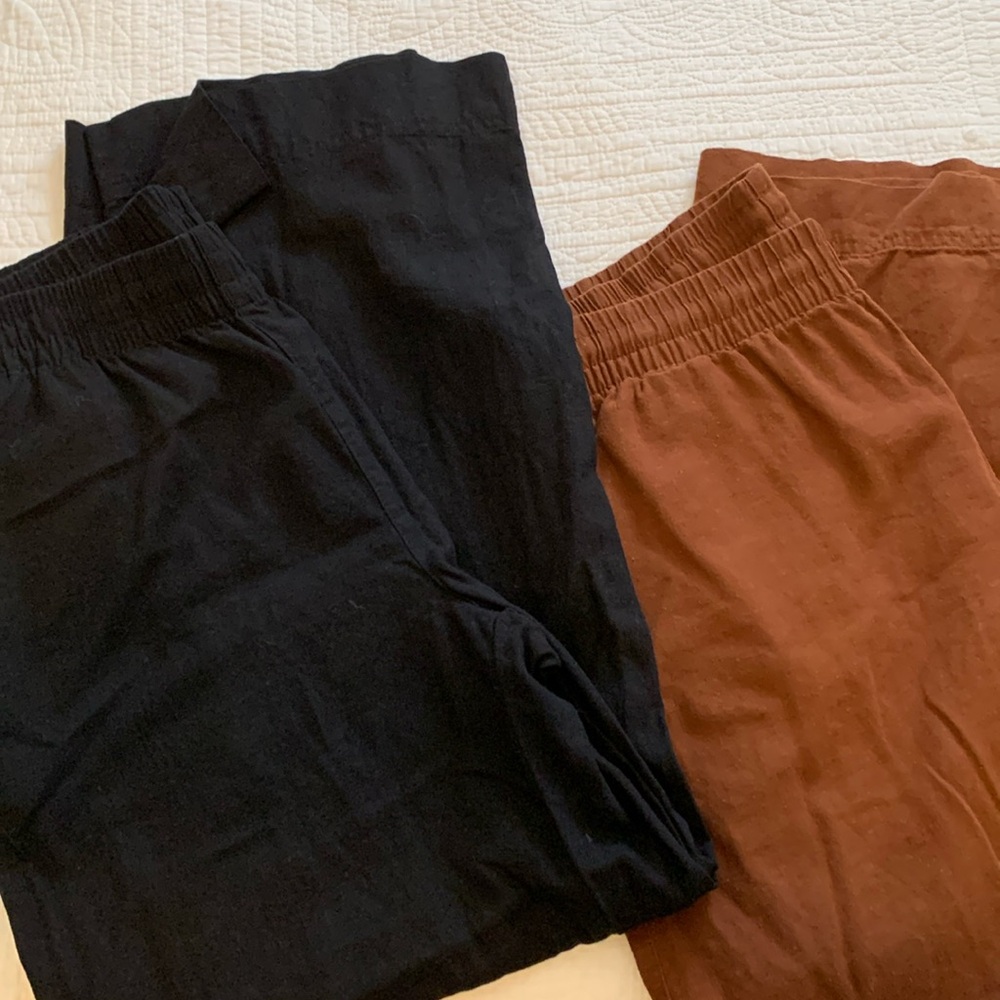 Old navy high waisted wide leg linen pants women’s large brown and black